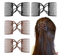 SYEYCW 4 Pezzi Fermaglio Pettine Capelli, Regolabili Fermagli Pettini Capelli, Fermagli per Capelli Elastici a Doppio Pettine, Accessori per lo Styling dei Capelli Spessi, Ricci o Sottili Delle Donne