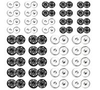 SYEYCW 40 Paia Bottoni Automatici da Cucire, Bottoni Automatici in Metallo, Bottonis Metallici a Pressione, per Abbigliamento, Forniture Cucito, Artigianato, Fai Da Te, 8.5mm, 15mm, Nero, Argento