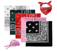 SYEYCW 5 Pezzi Unisex Bandanas Paisley, Bandane in Multifunzionale, Copricapo con Sciarpa Quadrata per Uomo e Donna, Colorate Bandana da Cowboy Fazzoletti, per Capelli, Collo, Testa
