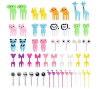 SYEYCW 50 Pezzi Forchettine da Frutta, Mini Forchette da Frutta a Forma di Cartone Animato riutilizzabile, per Dessert Frutta Pasticcini, Feste, Cocktail e Panini (Colori casuali)