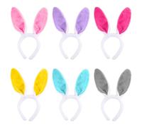 SYEYCW 6 Pezzi Cerchietto Orecchie Coniglio Set, Orecchie da Coniglietto Colorate in Peluche, Ccessori Decorativi con Orecchie da Coniglietto Pasquale, Accessori per Feste Cosplay per Adulti e Bambini
