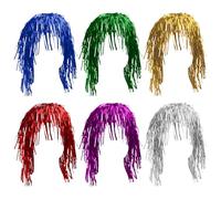 SYEYCW 6 Pezzi Parrucca Tinsel, Parrucche Colorate, Parrucca Metallica Lucida da Donna, Parrucca da Discoteca Glitterata, Parrucche Divertenti, per Halloween, Carnevale, Natale, Ballo in Maschera