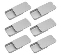 SYEYCW 6 Pezzi Scatola Metallo, Barattolo Rettangolare Con Coperchio Scorrevole, 50 × 25 × 10 mm Riutilizzabile Mini Scatola Vuota in Metallo, per Bomboniere, Dolci, Balsamo per Labbra, Pillola