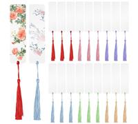 SYEYCW 60 Pezzi Set di Segnalibri Vuoti in Acrilico, 30 Pezzi Segnalibro Trasparente con 30 Pezzi Nappe Colorate, Fai Da Te Vuoto Segnalibro, per Artigianato, Taccuino, Etichette, Regalo Natale