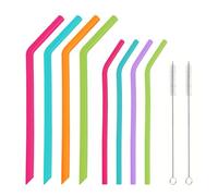 SYEYCW 8 Pezzi Cannucce Riutilizzabili in Silicone, Cannucce Ecologico Colorate con 2 Spazzole, Cannuccia Riutilizzabili Bambini, per Frullati, Caffè, Cocktail, Latte, Succhi, Yogurt, 5 Colori