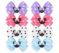 SYEYCW 8 Pezzi Fiocchi per Capelli, Graziosi Fiocchi Fermagli per Capelli, Fiocchi Glitterati e a Pois in Coppia per Decorazioni da Principessa, Cosplay, Regali di Compleanno, Glitter, Feste di Natale