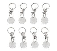 SYEYCW 8 Pezzi Gettone Carrello Spesa, Moneta Carrello Spesa, Chiave per Carrello Della Spesa in Acciaio Inox, Chiave Carrello Spesa Rimovibile, con Moschettone, Regalo di Compleanno e Ringraziamento
