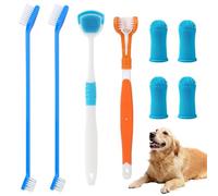 SYEYCW 8 Pezzi Set di Spazzolino per Cani, 360º Spazzolini da Dito per Cane in Silicone, Spazzolini a Doppia e Tripla Testa per Cane, Forniture di Cura Dentale, per Animali Piccoli, Medi e Drandi