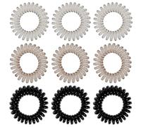 SYF-UN 9 elastici per capelli a spirale, multicolori, senza pieghe, elastici per capelli in plastica, per donne e ragazze