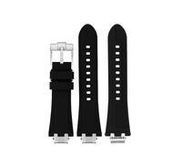 SYFCSEW Cinturino in gomma siliconica compatibile con cinturino dell'orologio serie MAURICE LACROIX AIKON AI6008 AI6007 AI6038 AI6058 AI1108 cinturino a sgancio rapido(Black-silver A,For AI6008 series