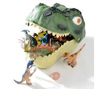 SYFUNLV 46 giocattoli dinosauri, piccoli giocattoli da collezione Dinos con contenitore portaoggetti, personaggi realistici, set da gioco tra cui T-Rex, Carnotaurus, per bambini a partire dai 3 4 5