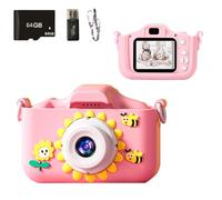 SYFUNLV Fotocamera per selfie ricaricabile, mini fotocamera digitale HD, doppia fotocamera frontale, schermo grande da 2 pollici, 1080P HD 96 MP, scheda SD integrata da 64 GB, USB per bambini