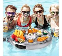 SYFUNLV Vassoio galleggiante 2 in 1, portabevande gonfiabile, 70 x 50 x 10 cm, portabevande per piscina, portabottiglie con 8 fori, per piscina, feste e divertimento in acqua