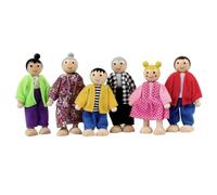 Syglawnd 6 Figure di Famiglia Casa delle Bambole Persone Casa delle Bambole in Legno per Ragazzo e Ragazza, da Vestire Famiglie Felici con Espressioni Carine
