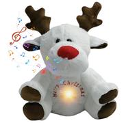 Syglawnd Animale di Peluche Che Respira, Peluche Che Respira 12 Pollici di Renna ripiena illuminata con Ninna Nanna 4 Gear Sollievo dall'ansia Natale coccoloso e Rilassante, Style1