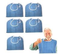 Syglawnd Bavaglini per adulti, bavaglini per adulti da mangiare 5 pezzi assorbenti grandi per per donne anziane uomini in spugna con chiusura ad anello protezioni per indumenti per disabili, per