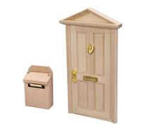 Syglawnd Porta della casa delle Bambole e Mini Cassetta della Posta Porta per mobili in Legno per casa delle Bambole in Scala 1:12 Mobili per la Miniatura Decorazioni per Cassetta Lettere per sc