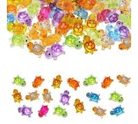 Syglitter 50 mini animali in resina, 9 colori luminosi in miniatura tartaruga che si illuminano al buio in resina tartaruga marina, mini figure animali marini in miniatura per casa, giardino, acquario