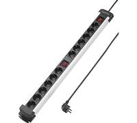 Sygonix sy 4538268 multipresa con interruttore 12 scomparti nero argento schuko