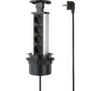 Sygonix SY-4737792 Multipresa verticale a torre Nero, Argento Schuko 1 pz.