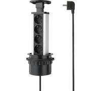 Sygonix SY-4737792 Multipresa verticale a torre Nero, Argento Schuko 1 pz.