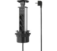 Sygonix SY-4737794 Multipresa verticale a torre Nero, Argento Schuko 1 pz.