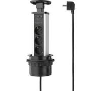 sygonix SY-4737794 torre per presa elettrica Nero, Argento Contatto di protezione 1 St.
