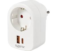 Sygonix SY-6713236 Presa di corrente intermedia con USB Bianco