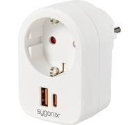 Sygonix SY-6713236 Presa di corrente intermedia con USB Bianco