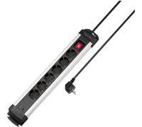 Sygonix SY-6807130 Multipresa con interruttore 6 scomparti Nero, Argento Schuko