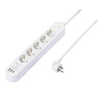 Sygonix SY-6862696 Multipresa con interruttore 5 scomparti Bianco Schuko 1 pz.