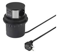 Sygonix SY-6887466 Multipresa verticale a torre 3 scomparti Nero, Argento Schu