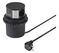 Sygonix SY-6887466 Multipresa verticale a torre 3 scomparti Nero, Argento Schu