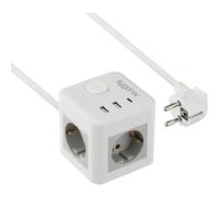 Sygonix SY-6903360 Multipresa a cubo 3 scomparti Bianco, Grigio Schuko 1 pz.