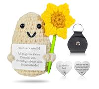 Syhdfxknp Peluche Patata Peluche Positivo Pocket Hug Positive Supporto Emotivo Patate Bambola Portafortuna con Carta Ispiratrice e Girasole Creative Knitted Positive Doll Idea Regalo