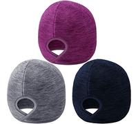 Syhood 3 Cappelli da Donna per Coda di Cavallo, Invernali, Caldi, da Sci, per attività all'aperto, Tempo Freddo, con Foro per Coda di Cavallo, per Donne e Ragazze (Viola, Grigio Chiaro, Blu
