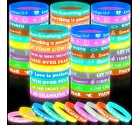 Syhood 300 braccialetti cristiani che si illuminano al buio, per bambini e | Braccialetti religiosi in silicone per Halloween, braccialetti ispiratori per la scuola domenicale della chiesa, 10 stili
