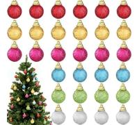Syhood 36 Pezzi Ornamenti di Palline di Natale Mini Glitter, 1 Pollice Decorazione da Appendere a Sfera in Schiuma Multicolore Mini Decorazioni per Albero di Natale per Piccoli