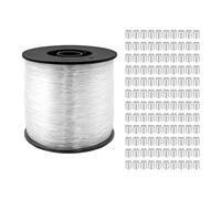 SyiXute 1 Rotolo Filo Pesca Monofilamento,Filo Nylon Trasparente 0,8mm x 200m,Lenza da Pesca con 120 Manicotti ad Anello di Aggraffatura in Alluminio per Pesca,Appendere,Artigianato