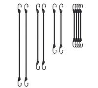 SyiXute 10 Pezzi Corde Elastiche con Gancio,Heavy Duty Bungee Corde con Ganci,Quattro Dimensioni,Gomma Espansore con Gancio Per Bici,Rastrelliere E Tende,Nero