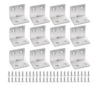 SyiXute 12 Pezzi Squadrette Angolari,Staffe Angolari in Acciaio Inox a Forma di L,Staffa Angolare a 90 Gradi con 48 Viti,Staffa ad Angolo Rretto per Fissaggio Mobili in Legno Recinzione (30x30x 38mm)
