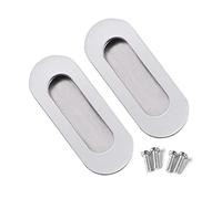 SyiXute 2 Pezzi Maniglie Da Incasso,Porta Ovali Scorrevoli Maniglie da Incasso,Spazzolato Acciaio Inox Maniglie Per Porte Scorrevoli per Porta Scorrevole o Cassetto o Armadio-Argento,con Vite