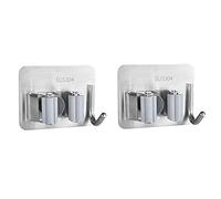 SyiXute 2 Pezzi Portascope da Muro,Porta Scopa In Acciaio Inossidabile Con Gancio,Autoadesivo Portascope e Portaspazzole per Cucina Bagno Giardino