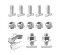 SyiXute 20 Pezzi Viti Testa a Martello M10 x 25 mm,T Bolt Vite Bullone con Dadi Flangia,M10 Bulloni a T in Acciaio Inox A2-70 Per Serra Fotovoltaica Solare Guida Di Montaggio
