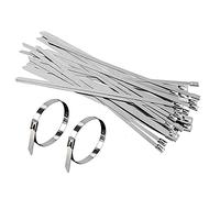 SyiXute 30 Pezzi Fascette in Acciaio Inossidabile,4,6 mm x 200 mm con Autobloccante Fascette Metalliche,Fascette Multiuso Per Legare Fili Cavi Tubi