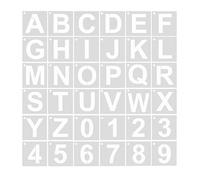 SyiXute 36 Pezzi Lettere e Numeri Stencil Riutilizzabili 3 Pollici Plastica Stencil Lettera per Progetti Fai Da Te Bianco Alfabeto Stencil