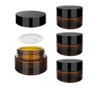 SyiXute 4 Pezzi 20 ml Ambrato Vasetti di Vetro,Riutilizzabile Vasetti di Vetro Cosmetici,Vasetti Creme Vuoti con Tappo a Vite Tappo per Cosmetici Lozioni Crema oli Essenziali