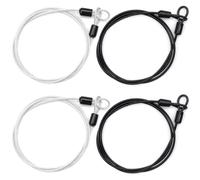 SyiXute 4 Pezzi Cavo di Sicurezza in Acciaio 1m,Cavo a Doppio Anello Blocco,Cavo Antifurto Acciaio,Cavo Acciaio Antifurto Bici per Mobili da Giardino Biciclette (Nero,Argento)