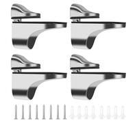 SyiXute 4 Pezzi Staffe per Ripiani in Vetro,Regolabili Lega di Zinco Montaggio a Parete Supporto,Utilizzate per Mensole in Legno/Vetro,Spessore 3-20 mm