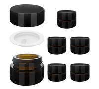 SyiXute 6 Pezzi 5 ml Ambrato Vasetti di Vetro,Riutilizzabile Vasetti di Vetro Cosmetici,Vasetti Creme Vuoti con Tappo a Vite Tappo per Cosmetici Lozioni Crema oli Essenziali
